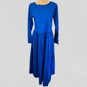 Susanne Bommer Lagenlook Cotton Poplin Midi/Maxi Cobalt Blue Dress  36 Small